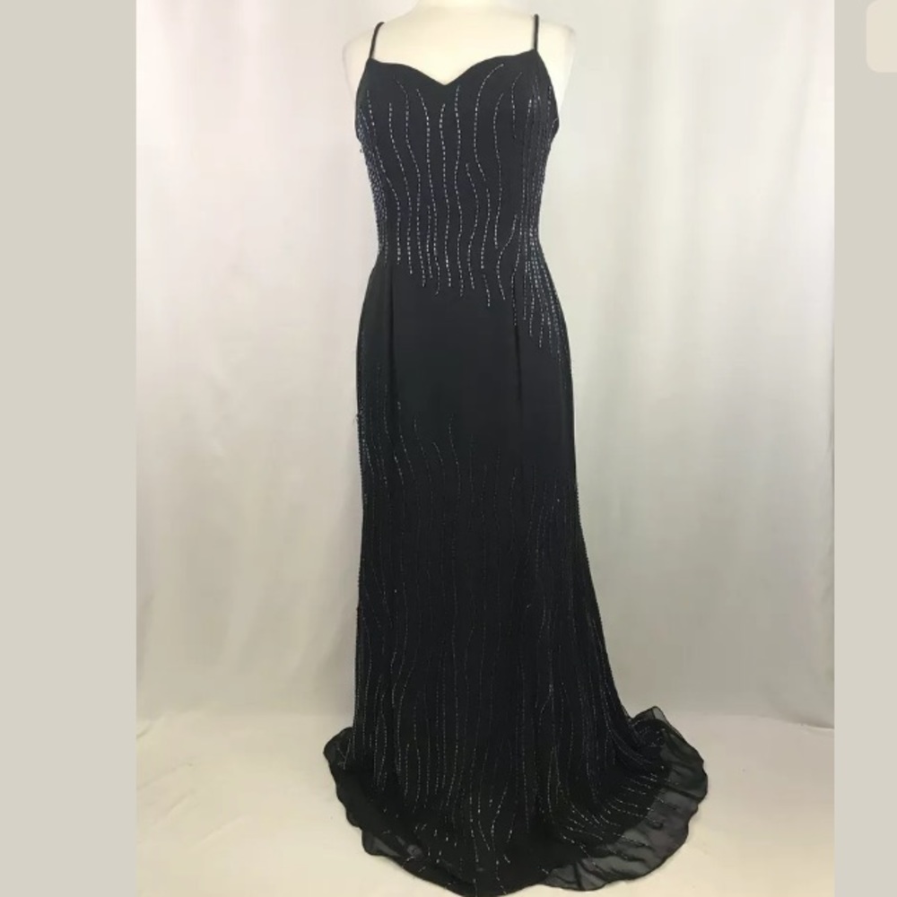 Stone Ferris Studio SF Black Beaded Gown